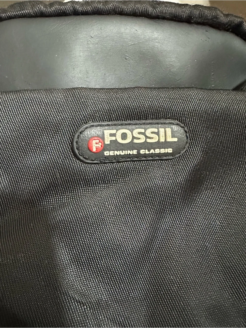 Vintage Fossil Genuine Classic Mini Crossbody Bag Y2K Black Nylon PVC Trim